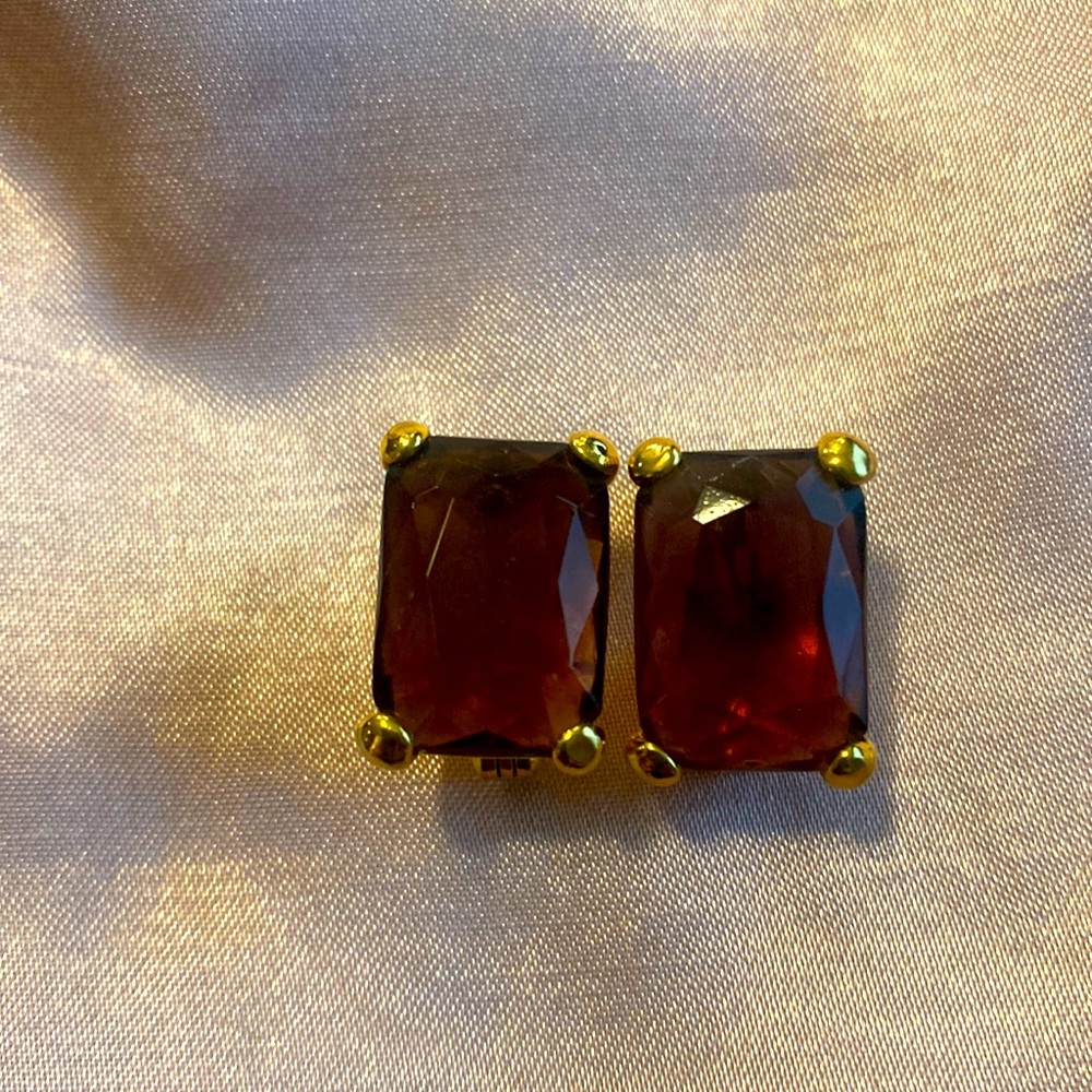 Joan Rivers vintage smoky jewel clip earrings